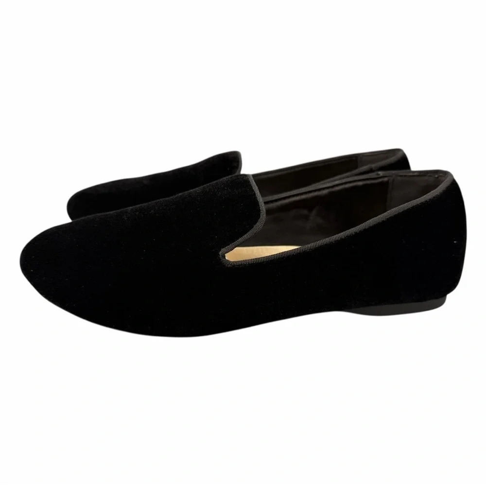 Birdies Women’s The Starling Black Velvet Slip-On Loafer In Size 7.5